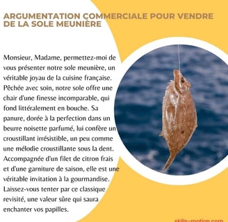 Exemple argumentation commerciale restaurant sole meuniere