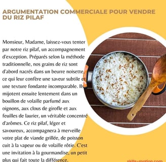 Exemple argumentation commerciale riz pilaf