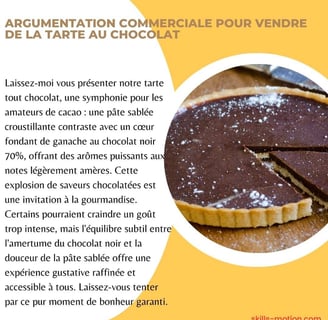 Exemple argumentation commerciale tarte au chocolat