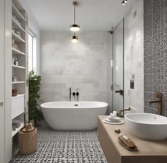 A section of red-orange floor tiles, each tile rectangular in shape, arranged in a regular pattern with visible grout lines in between. The tiles exhibit some signs of wear and darker patches, suggesting age or frequent use. A shadow is cast across part of the tiles, adding contrast to the composition.