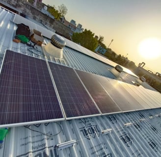 a solar paneled roof with solar panels on a roof