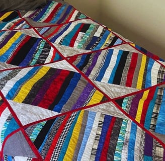 striped grey quilt twin sized