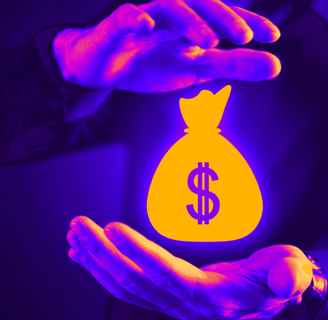 a person holding a bag of money in their hands