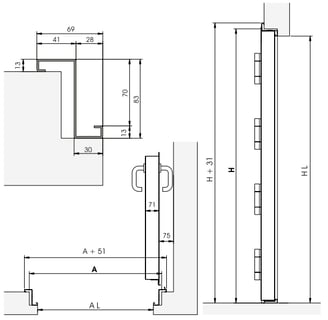 a drawing of a door handle latched to a door