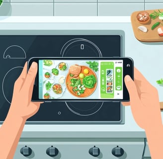 a person is taking a picture of a meal on a tablet