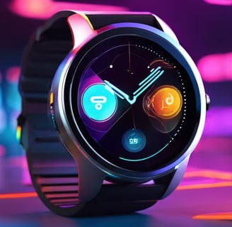 a smart watch with a colorful display of colorful lights
