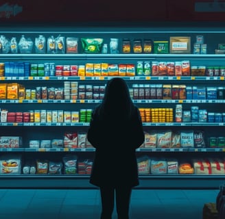 a person standing in front of a store