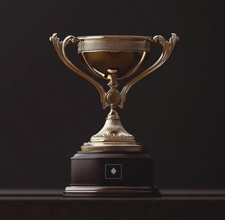 a trophy trophy with a gold trophy cup