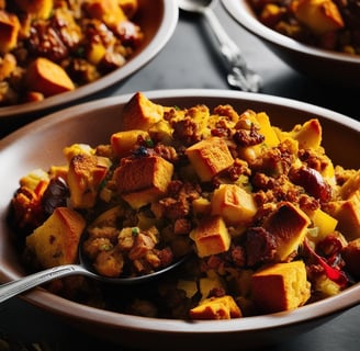 a bowl of food with a spoon