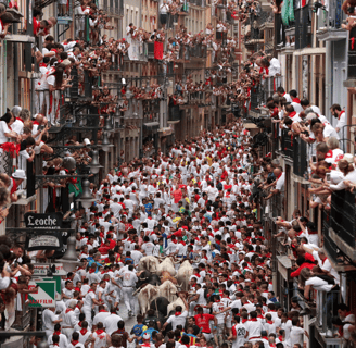 San Fermin running of the bulls festival, Pamplona, Spain