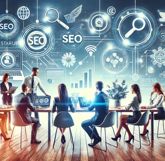 A professional and modern digital illustration showcasing a startup business concept.