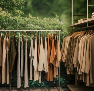 a clothing rack with clothes hanging on a rack