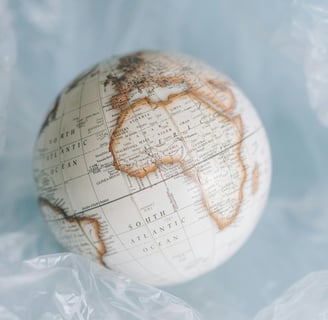 a globe in plastic wrap