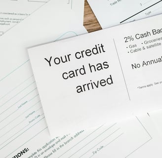 A credit card application on top of a tanle