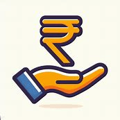 a hand holding a Indian Rupee symbol