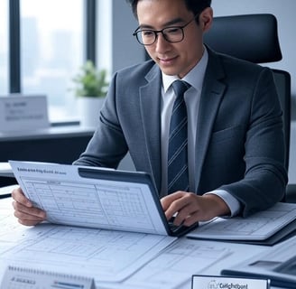 a man in a suit and tie is sitting at a desk