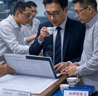 a man in a suit and tie is looking at a laptop
