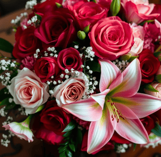 a bouquet of flowers on a table