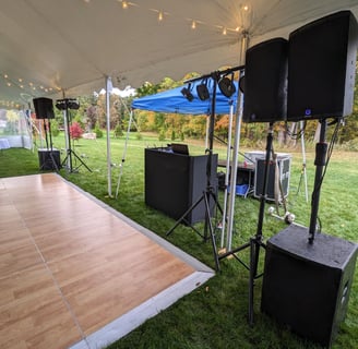a DJ set up for a wedding reception