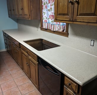 a kitchen countertop refinished in a light brown and white color in lindale texas