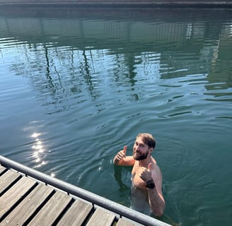 Limmat River - cold plunge with Mindaugas