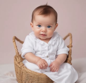 a baby in a basket basket with a basket of eggshells