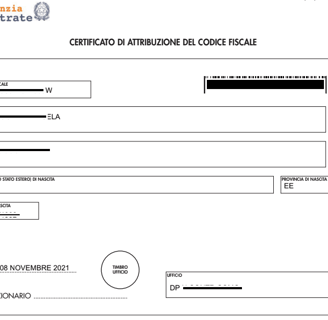 Codice fiscale desde chile
