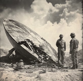 Military examining crashed roswell ufo or flying disc