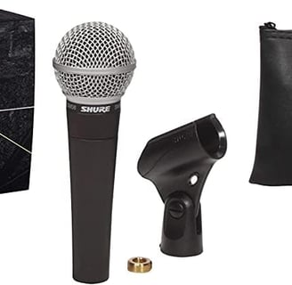 Shure SM58 Cardioid Dynamic Vocal Microphone w/A25D Mic Clip, Storage Bag