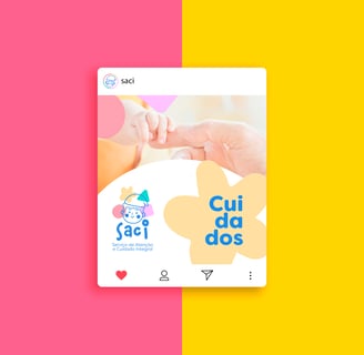 Post de clínica pediátrica com logo colorido