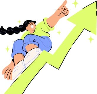 Illustration of a woman riding a giant tick