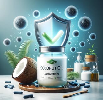 a bottle of coconut oil with a shield on it