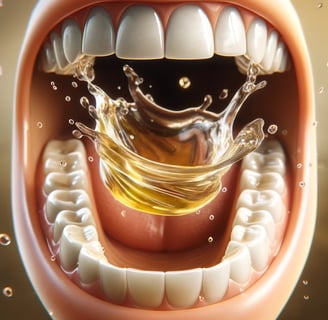 teeth in the mouth with oil rinsing