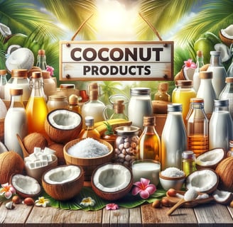 a variety of different types of coconut oil products