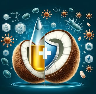 a coconut oil bottle with a shield shield on it
