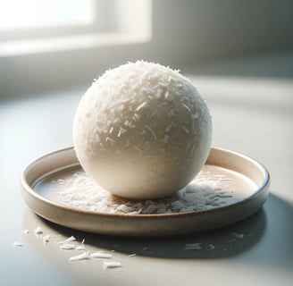 a ball of coconut milk on a plate
