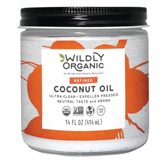 a jar of coconut oil with a label on it