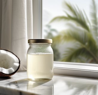 jar coconut oil liquid coconut table