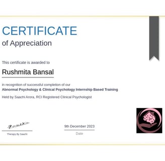 abnormal psychology and clinical psychology based internship