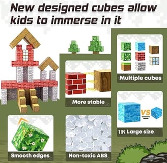 Magnetic Blocks-Build Mine Magnet World Edition, Magnetic Toys for Boys