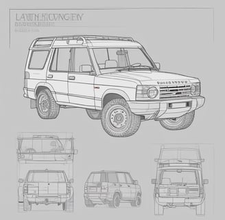 a drawing of a car with a line drawing of a car