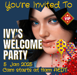 a woman in a promotional graphic for a welcome party