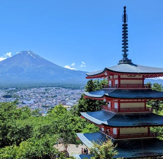 Chureito Pagoda near Shimoyoshida Station in Fuji Lakes