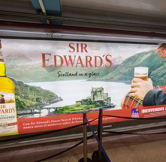 Scottish whiskey ad in San Andres Island airport arrival hall