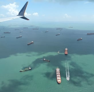 Approaching Singapore from the air