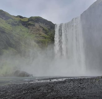 Skogafoss waterfall on the South Coast Tour in Iceland