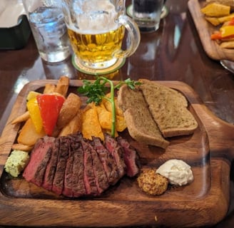 Steak at the Irish bar at Universal Studios in Osaka