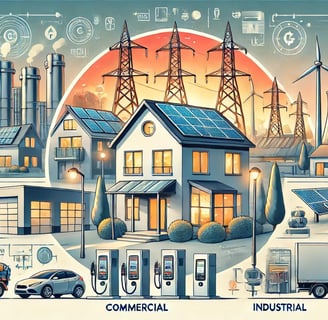 City infrastructure with different types of electrical installations
