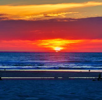 couché de soleil en famille dans les landes