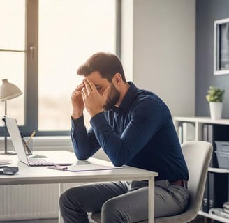 homem ansioso no ambiente de trabalho